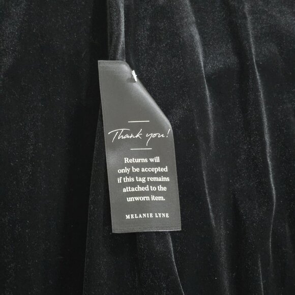 Adrianna Papell Velvet Dress Womens 14 Black Beaded Embellished Collar Stretch - Picture 14 of 16